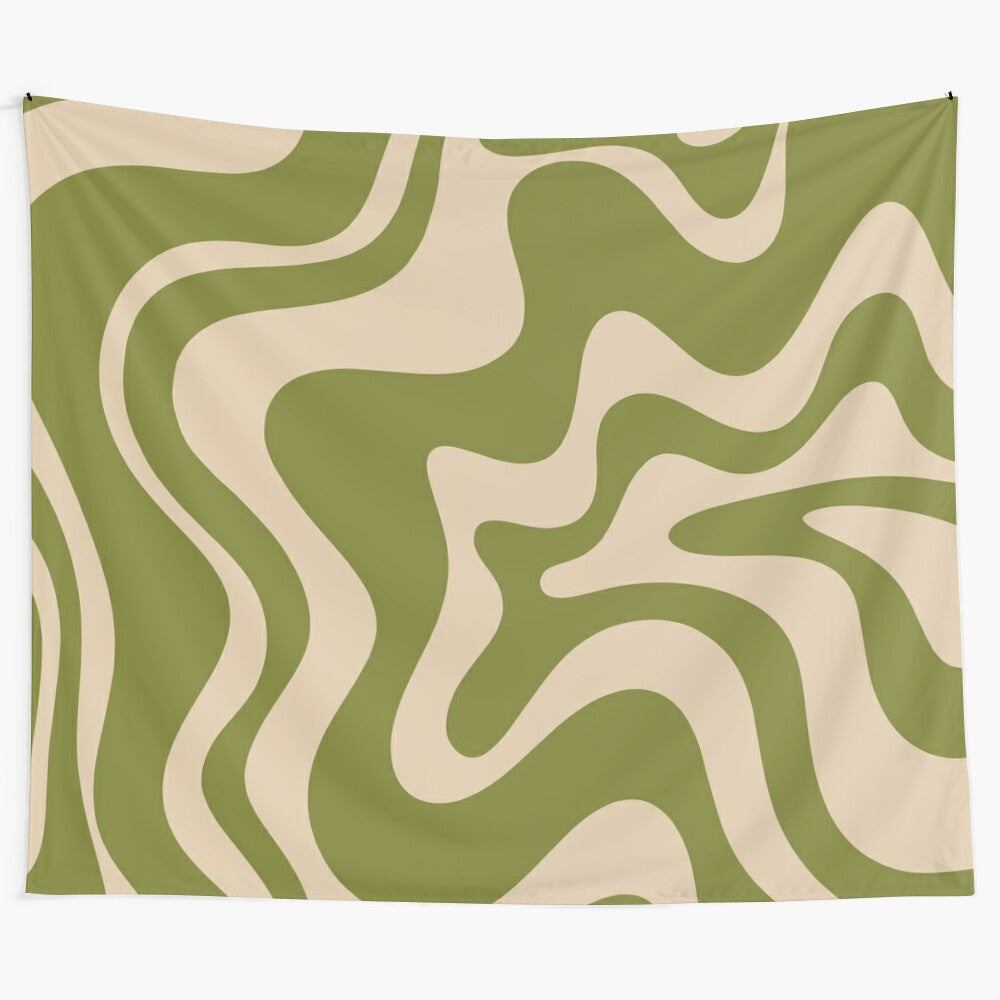 Retro abstract pattern tapestry in mid-century modern colors