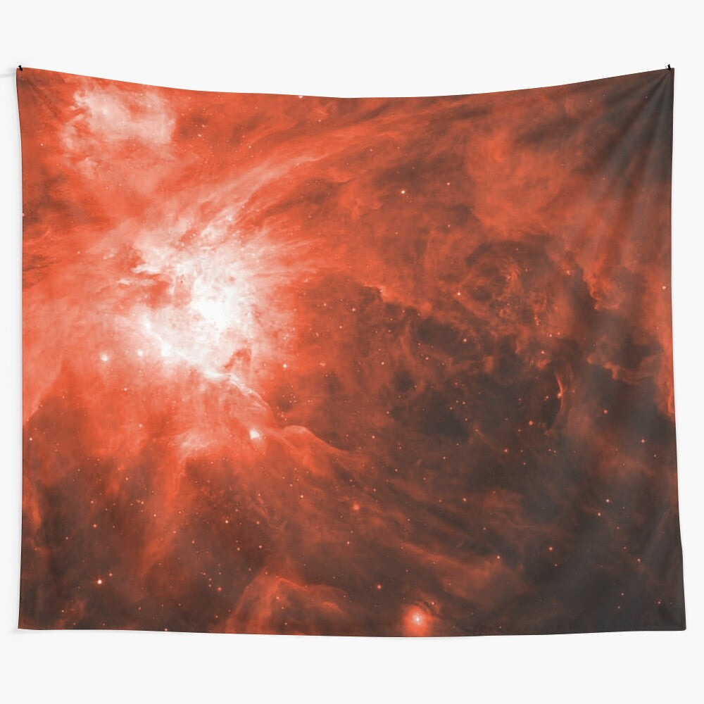 Orion Chaos Orange Tapestry featuring stunning celestial imagery