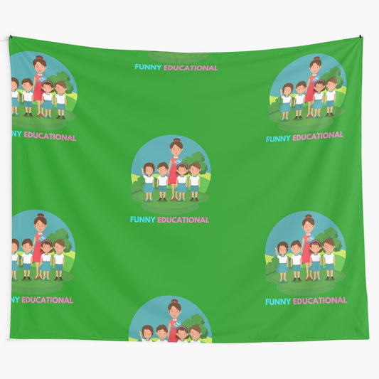 Funny educational teacher tapestry featuring cosmic and scientific elements