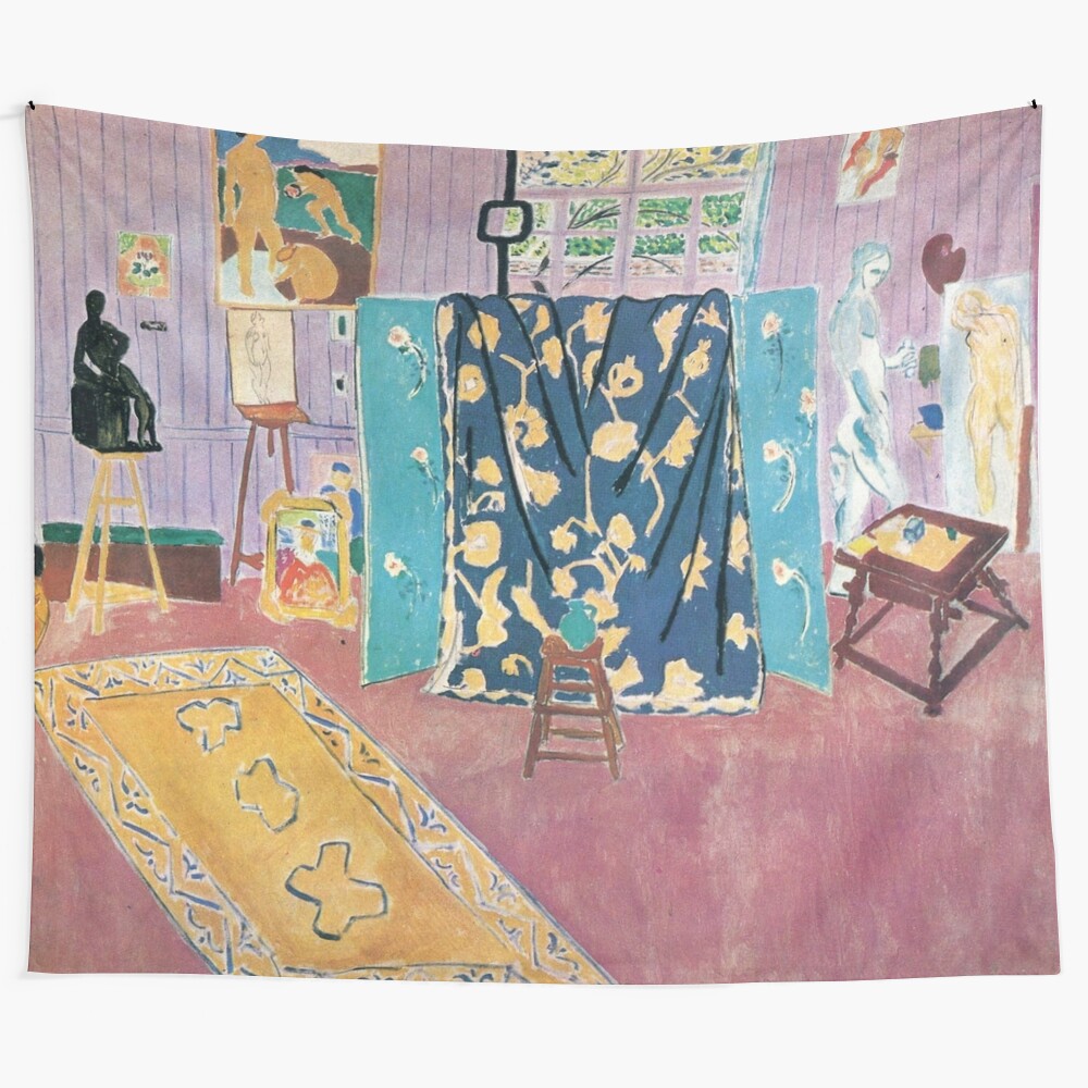 Colorful Matisse-inspired tapestry featuring abstract shapes and patterns