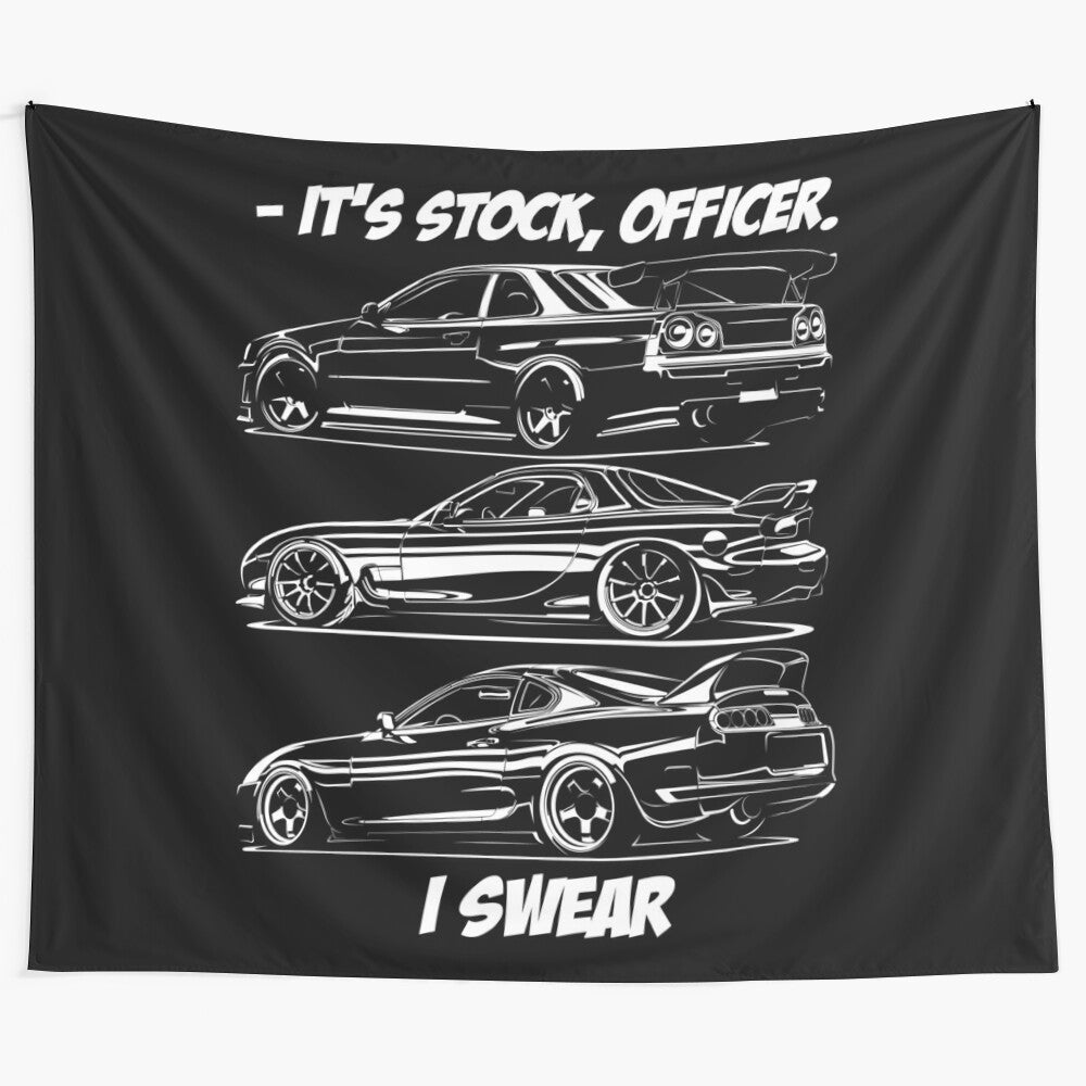 JDM Legend Tapestry featuring popular car brands and models