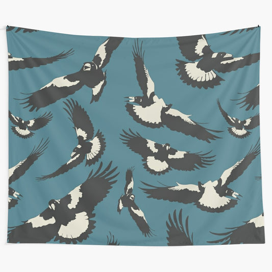 Swooping Magpie Tapestry - Vibrant Australian Bird Design