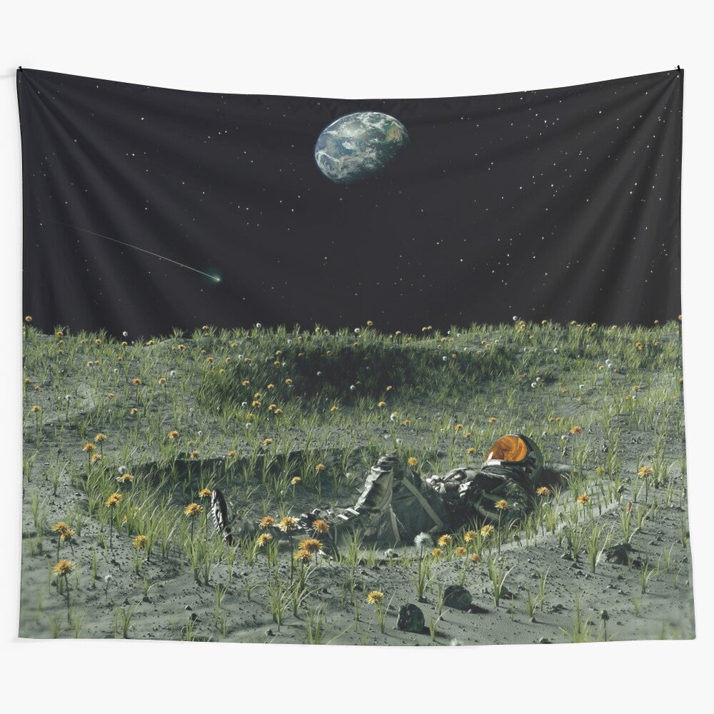 A new cosmic and celestial themed tapestry for home decor featuring space, stars, and planets