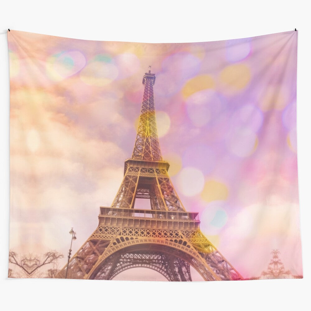 Eiffel Tower Sunset Tapestry - Paris Travel Photography Wall Art