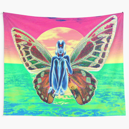 Fairy Metamorphosis Tapestry with Vibrant Abstract Butterfly Design