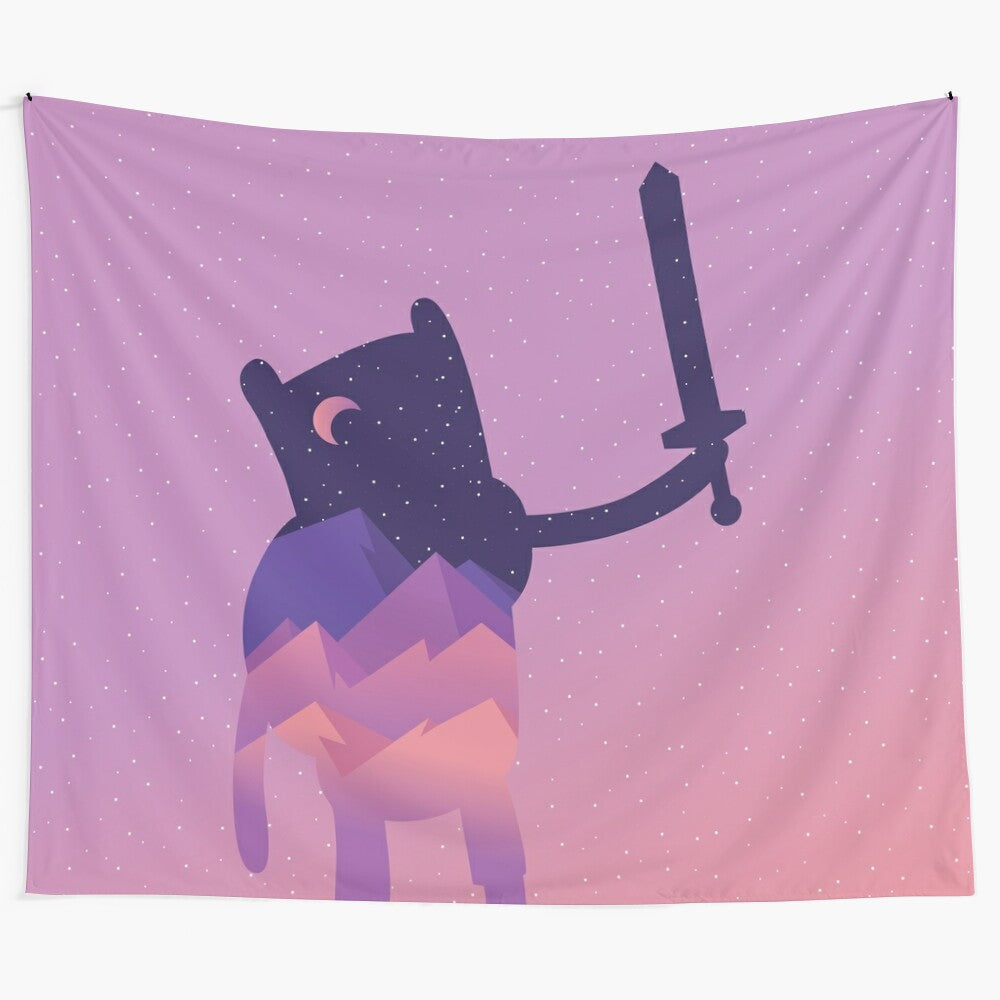 Colorful tapestry featuring Finn the Human from the popular cartoon series Adventure Time