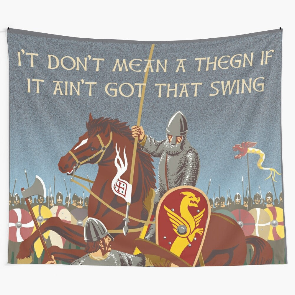 Retro-style tapestry depicting the Battle of Hastings in 1066