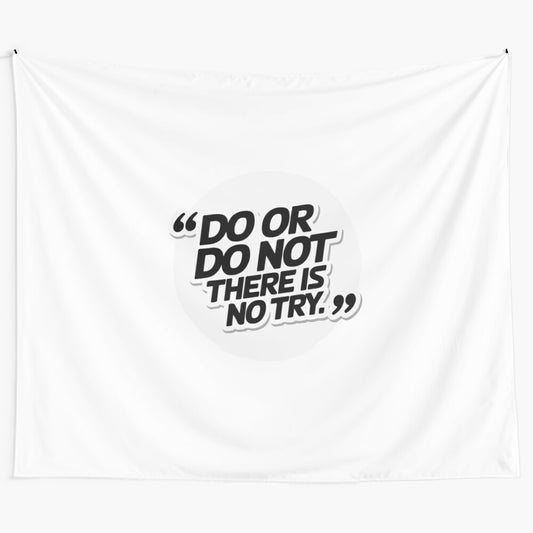 Bold motivational quote tapestry with inspirational sci-fi style typography