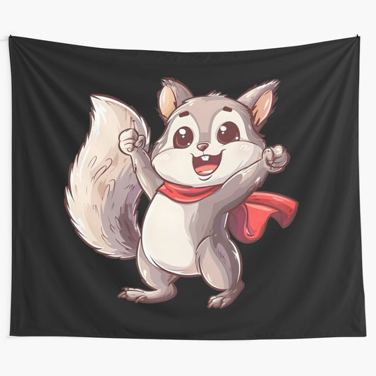 Cute and colorful cartoon image of a squirrel superhero