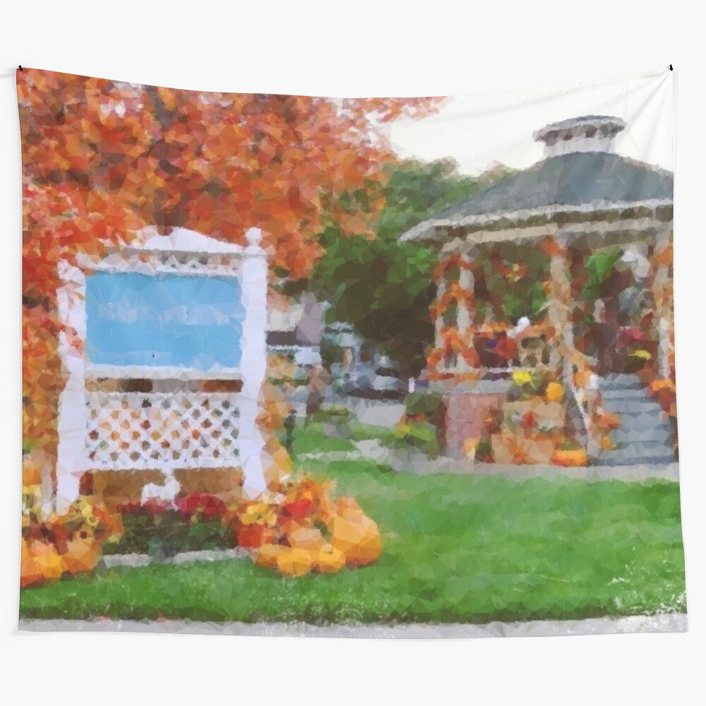 Autumn-themed gazebo tapestry inspired by the Gilmore Girls TV show