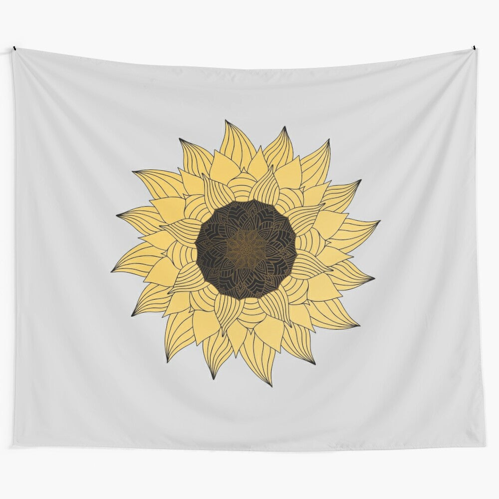 Colorful mandala sunflower tapestry wall art