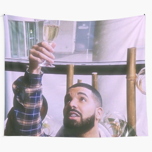 Drake-inspired tapestry featuring the artist's signature look and style