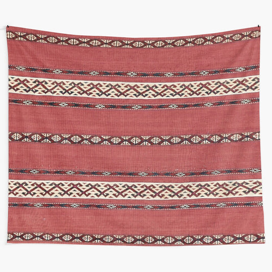 Vintage bohemian kilim rug with abstract tribal design