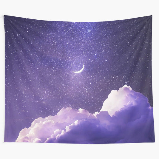 Pastel aesthetic dreamy night sky galaxy moon tapestry