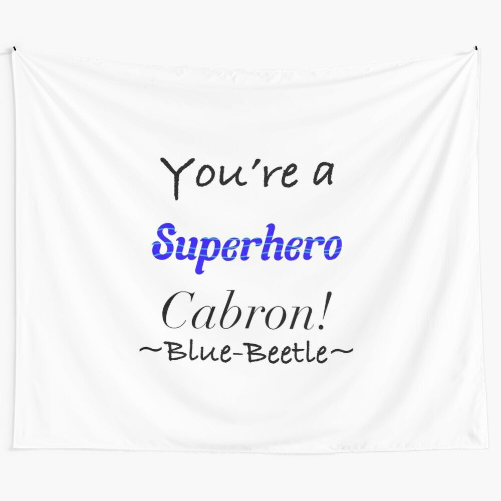 Blue Beetle superhero tapestry for home decor