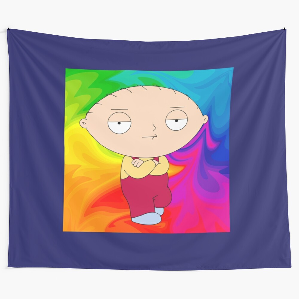 Anime-inspired cartoon tapestry featuring the character Stewie