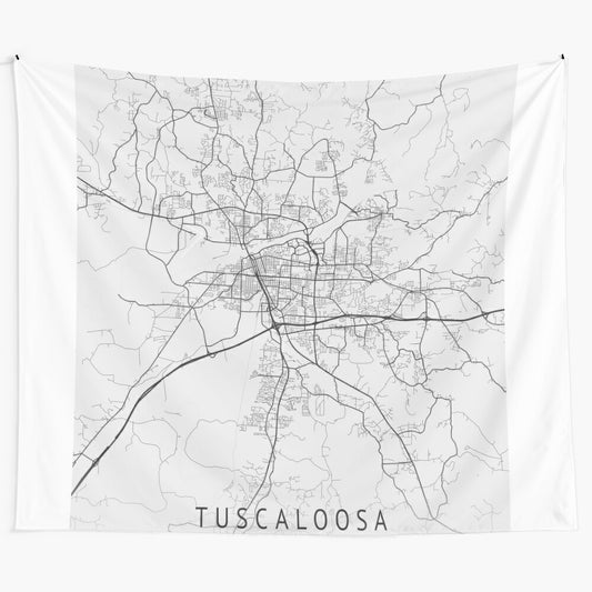 Tuscaloosa, Alabama Gray City Map Tapestry