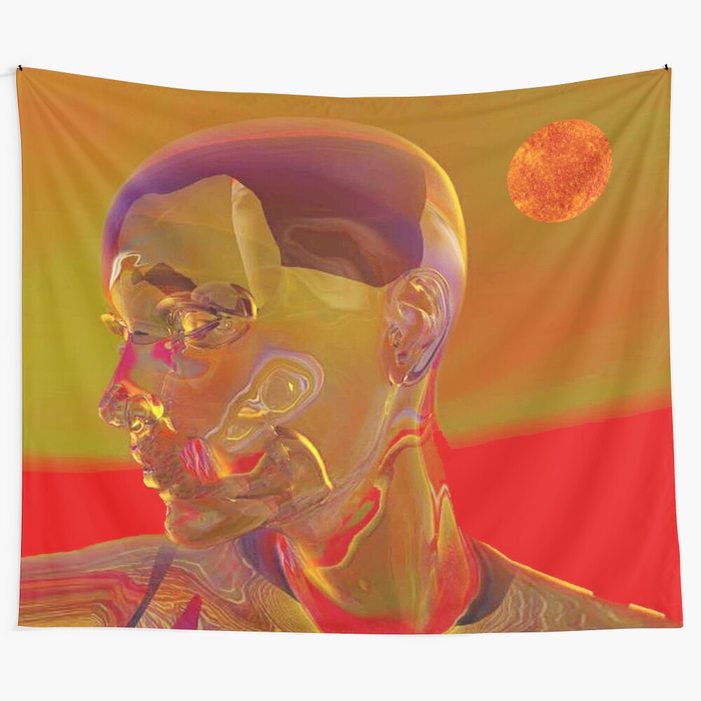 Solar flare tapestry featuring vibrant cosmic patterns and celestial imagery