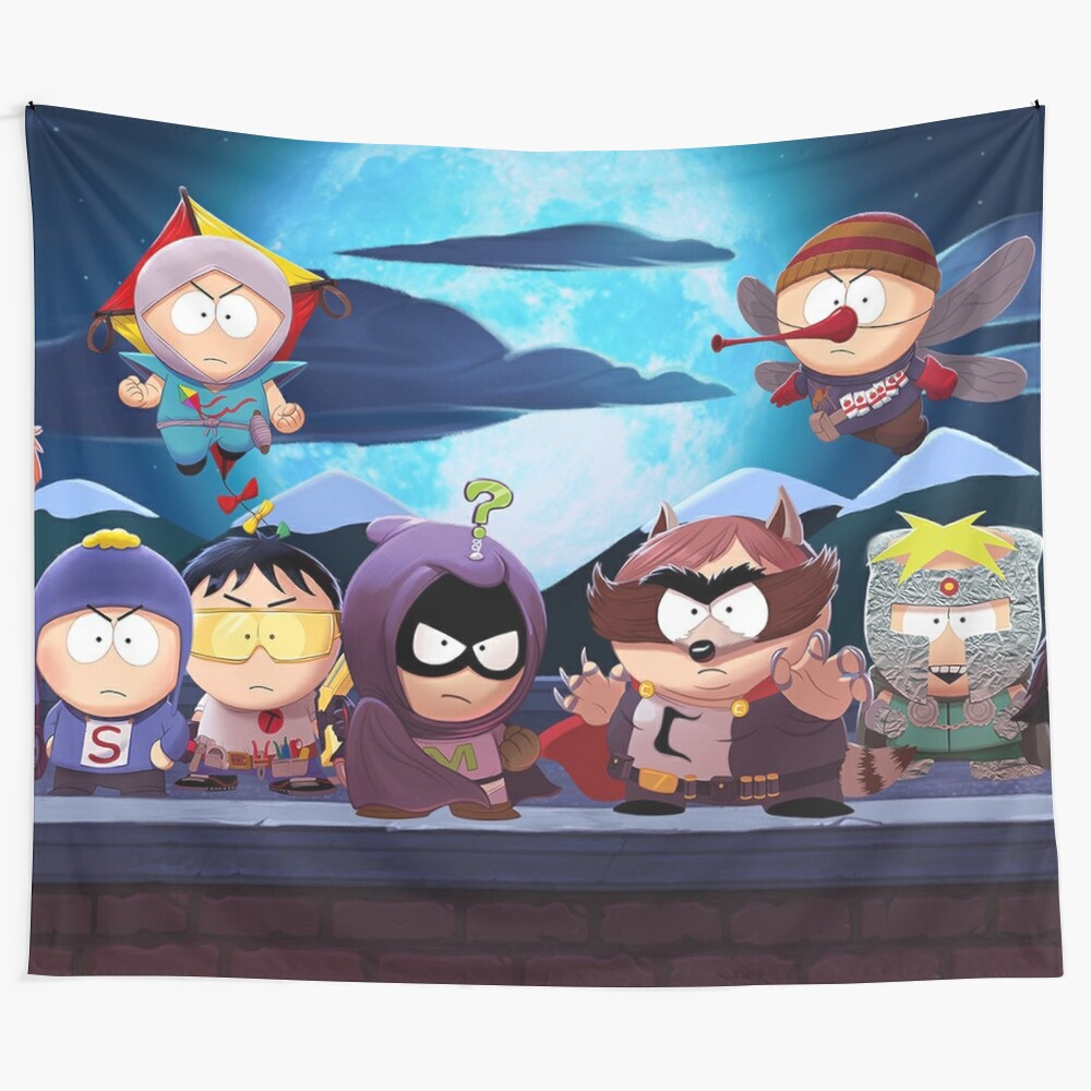 Colorful South Park-themed tapestry wall hanging