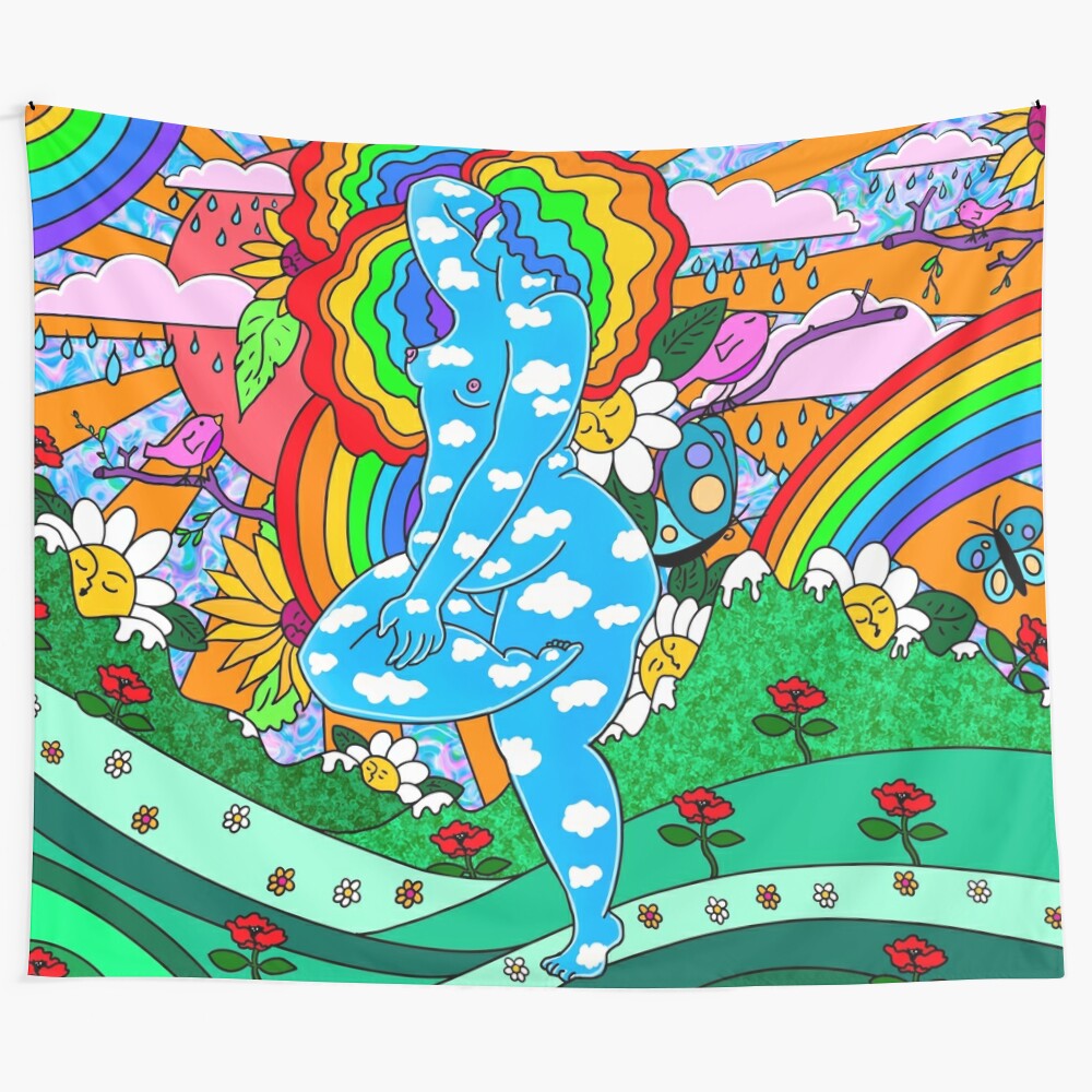 Vibrant and surreal tapestry featuring nature, spirituality, and a touch of whimsy.