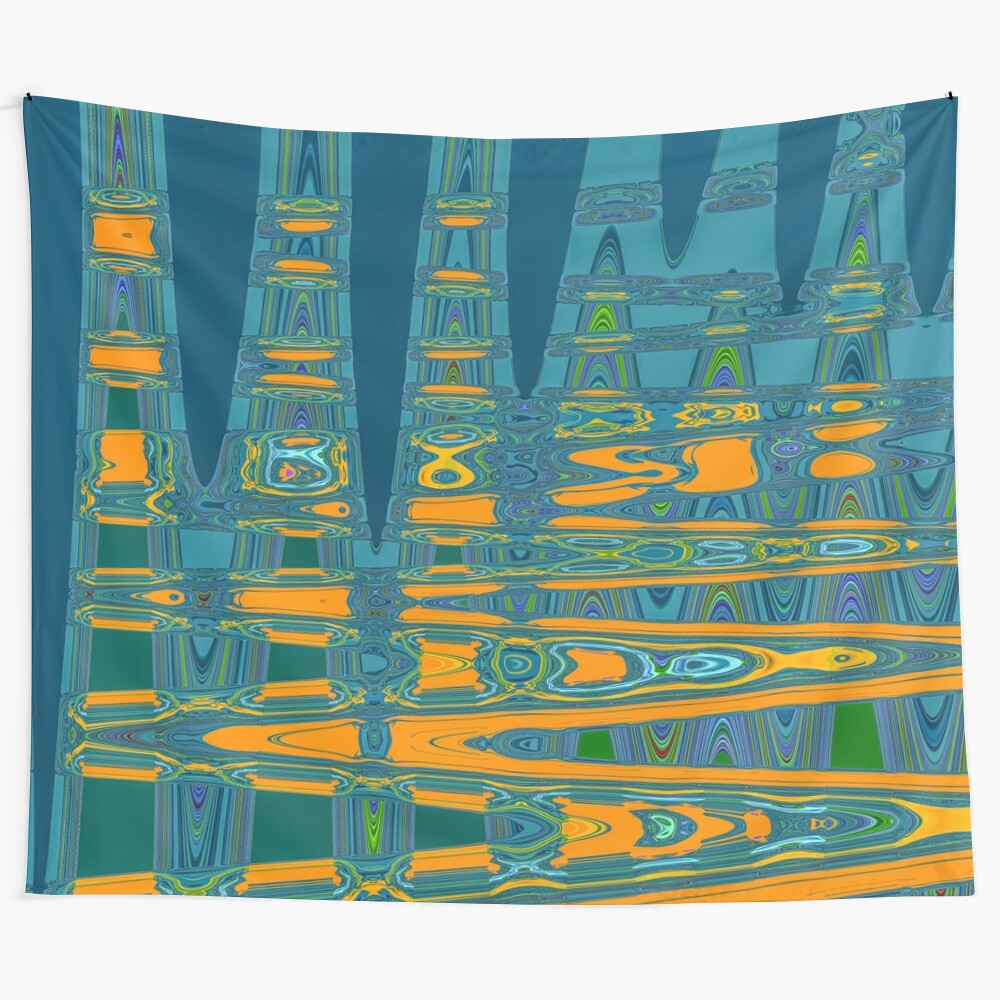 Colorful abstract tapestry with geometric patterns and retro design