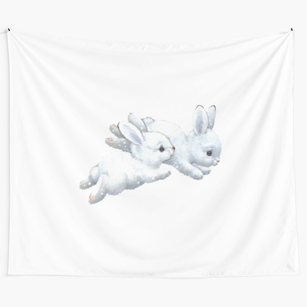 Artistic illustration of baby bunnies in a coquette style