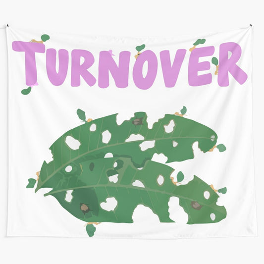 Turnover indie emo music tapestry with a nature-inspired leaf design