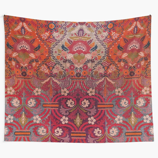 Colorful oriental design tapestry with abstract patterns