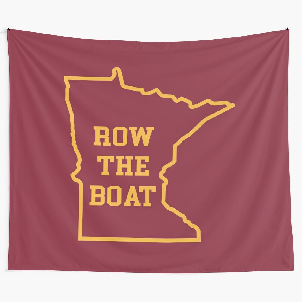 Minnesota Outline Tapestry with Row the Boat Inspired Design