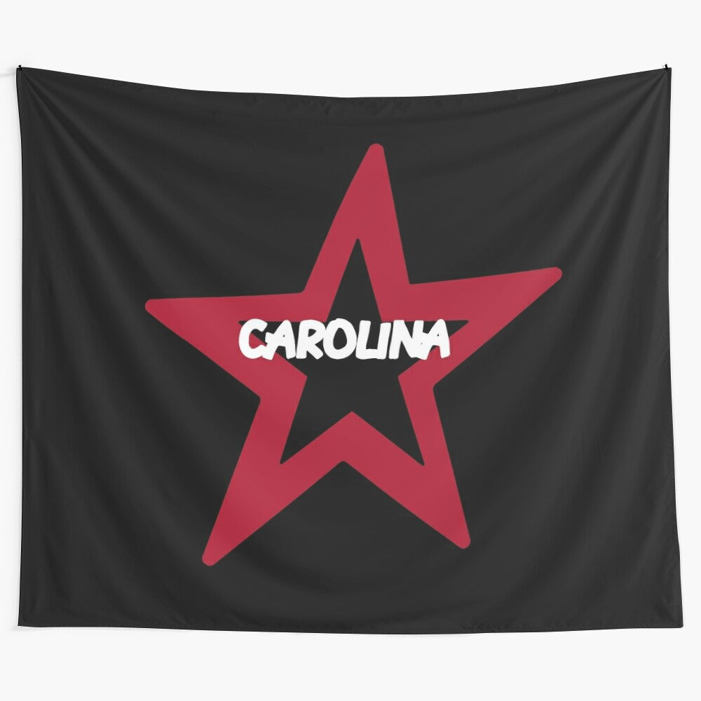 Colorful south carolina star tapestry with sun, sunflower, and college graphics