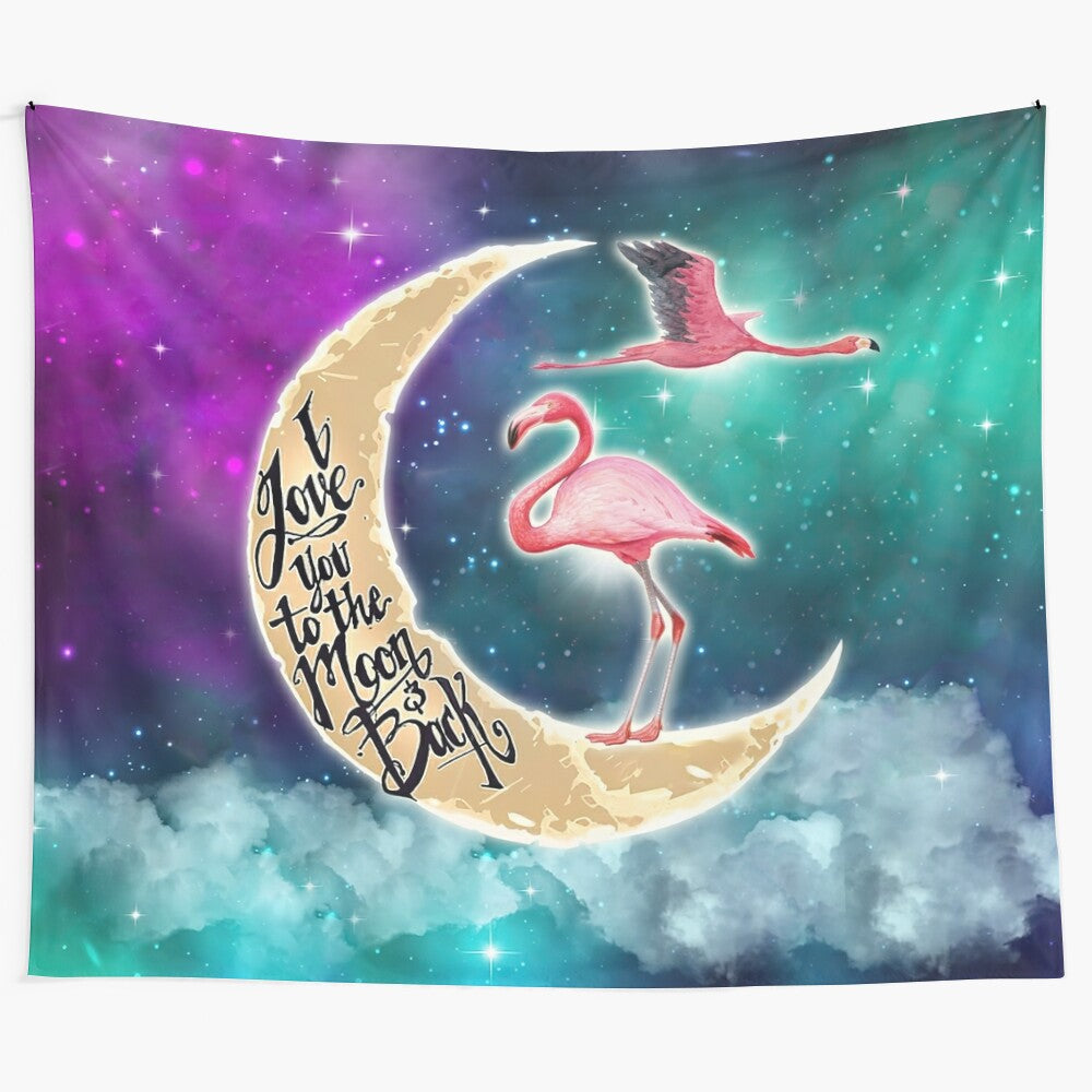 Flamingo galaxy tapestry with a vibrant, watercolor-inspired design