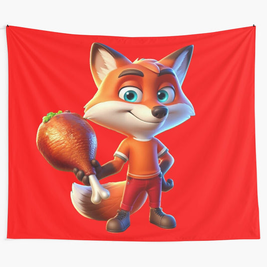 Cute and charming cartoon fox tapestry wall hanging