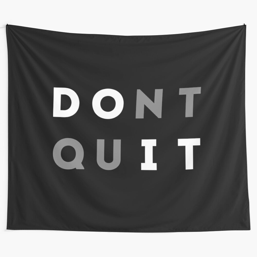 "Don't Quit" inspirational tapestry with motivational workout quotes