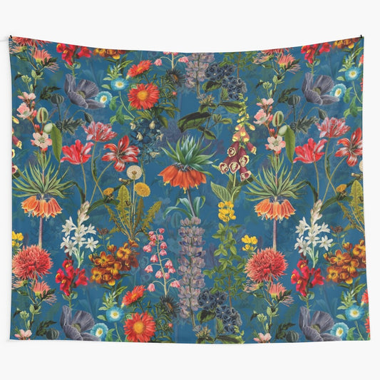 Vintage botanical floral tapestry with a nature garden pattern