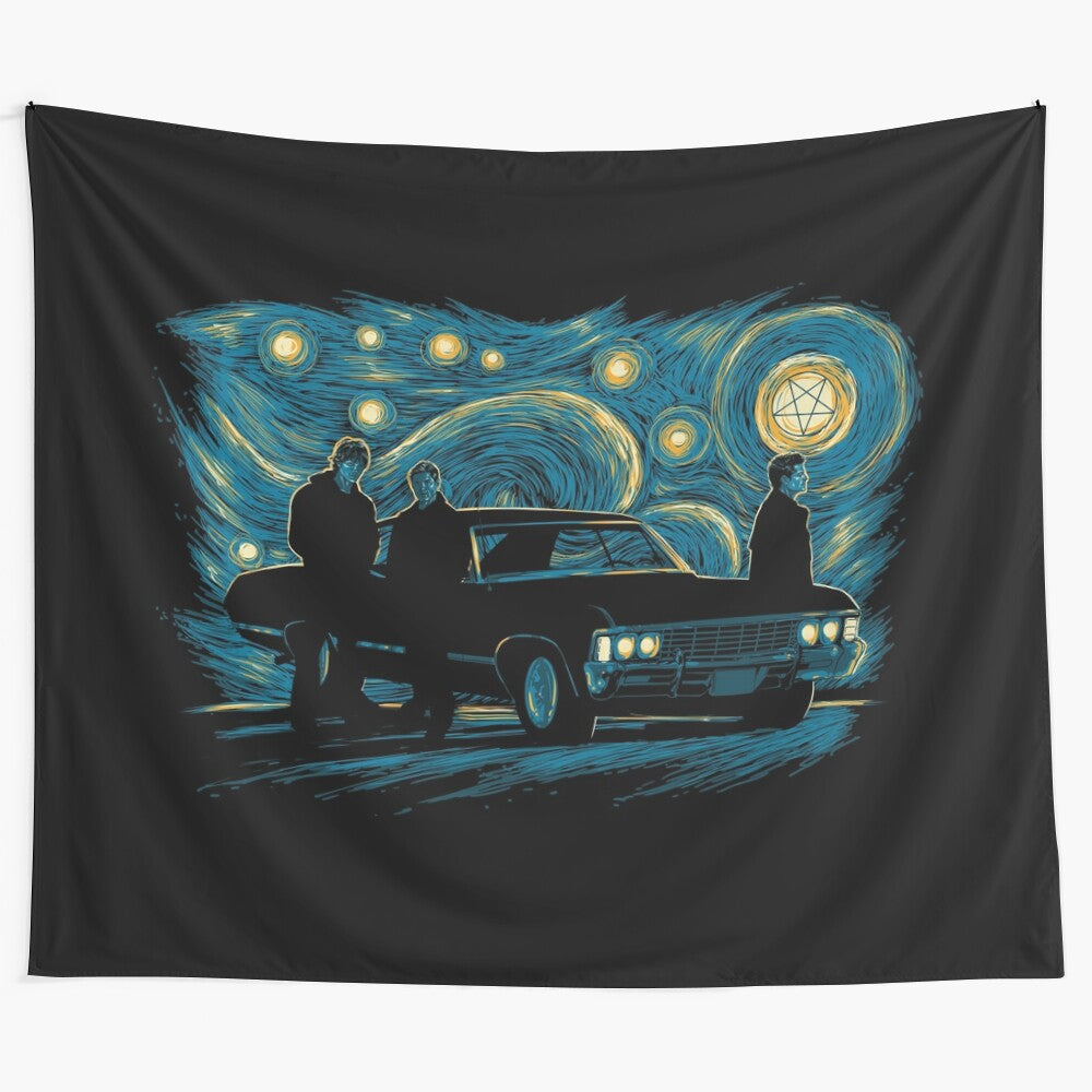 Supernatural-themed tapestry featuring a starry night design