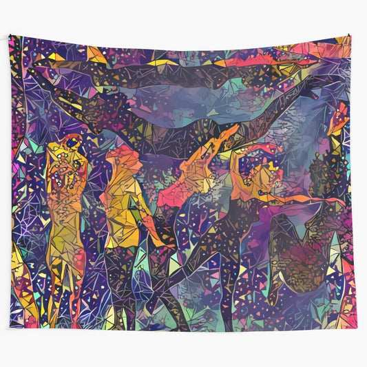 Colorful abstract tapestry with hip hop inspired summer design