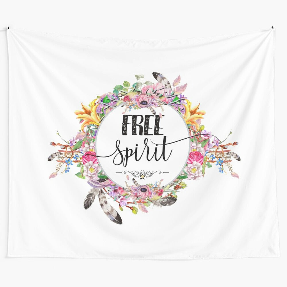 Boho-style tapestry featuring inspirational free spirit artwork