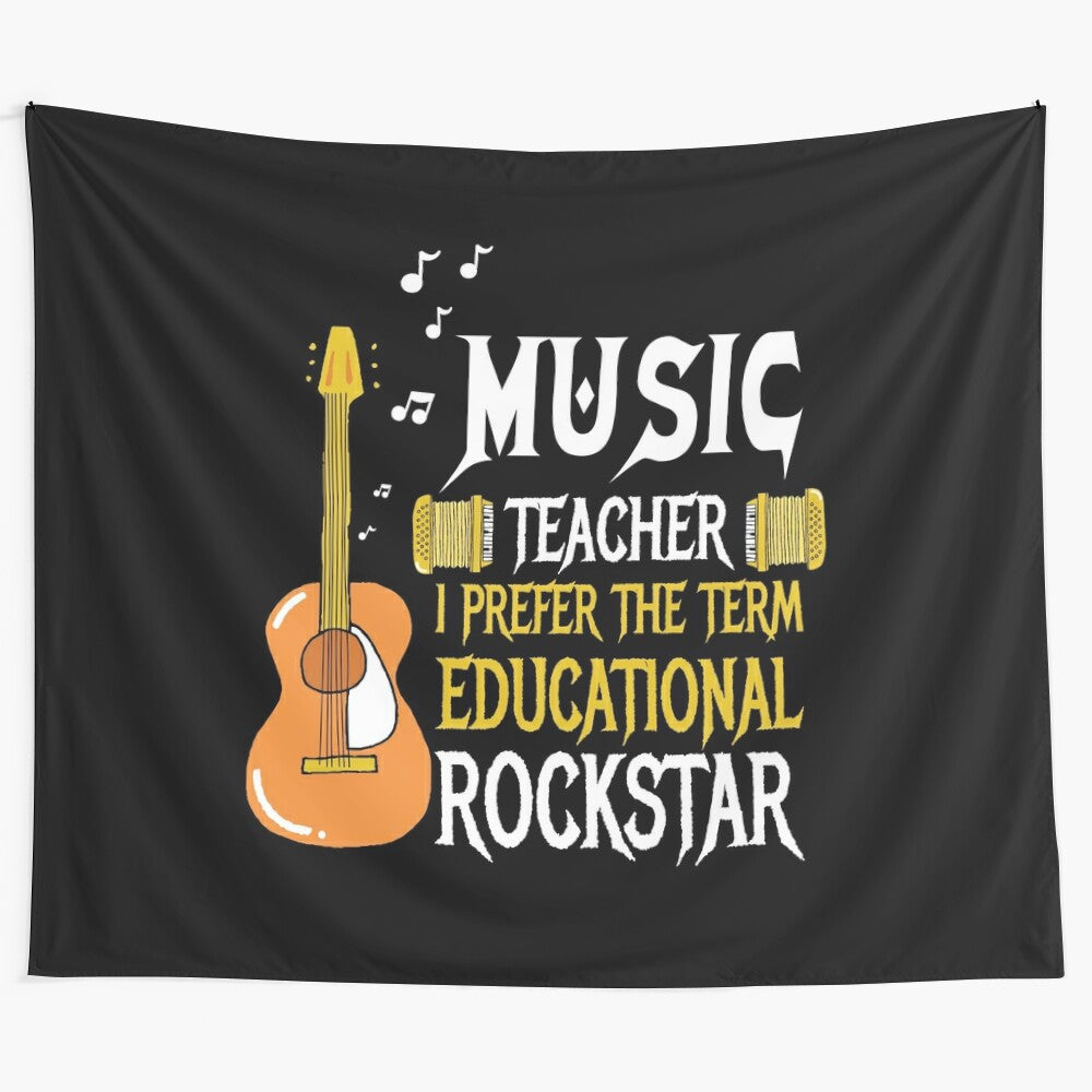 Tapestry featuring the text "Teacher? I Prefer The Term Educational Rockstar"