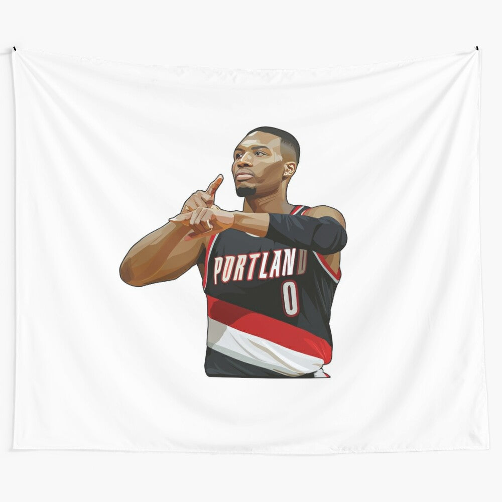 Damian Lillard "Dame Time" inspired basketball tapestry wall art