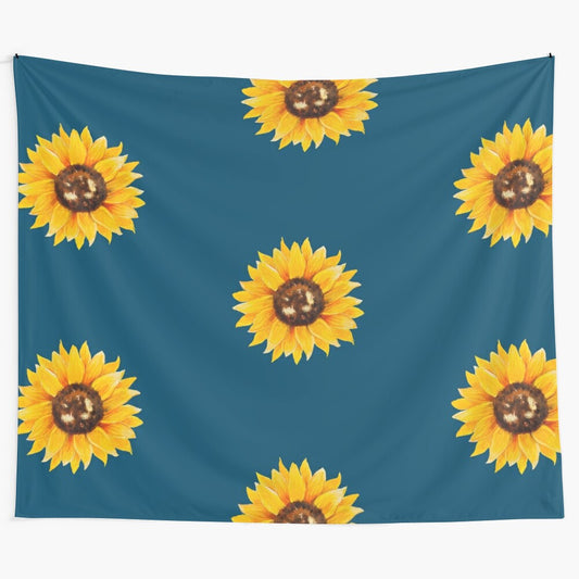 Watercolor sunflower tapestry wall hanging