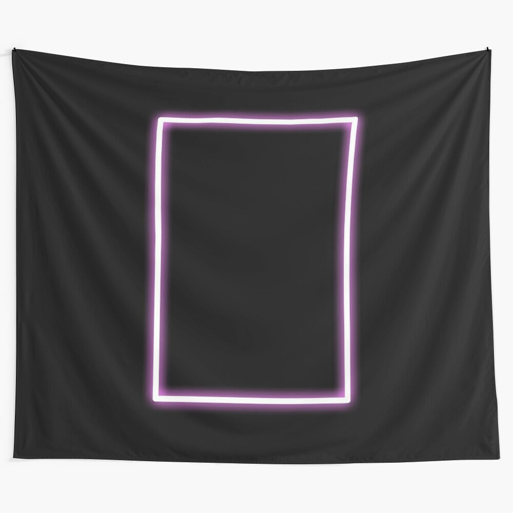 Glowing neon pink rectangle geometric tapestry