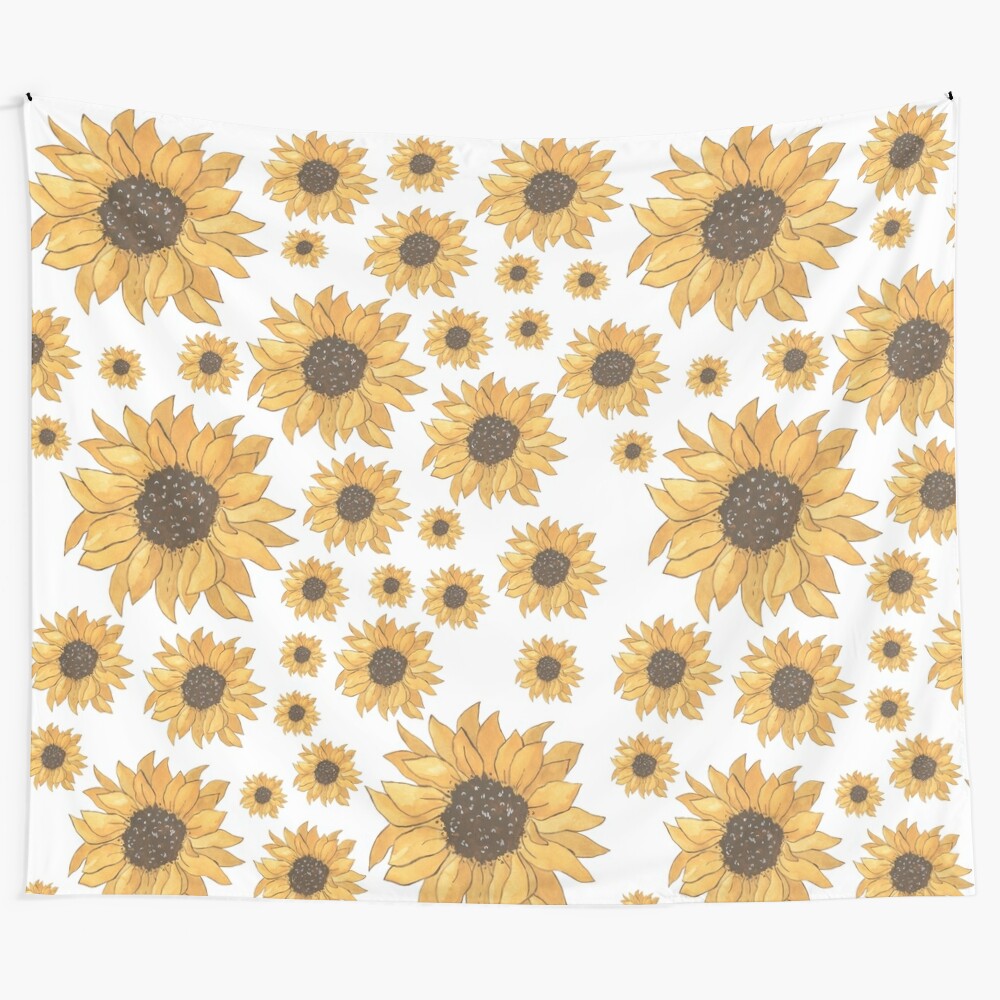 Sunflower watercolor pattern custom tapestry wall hanging