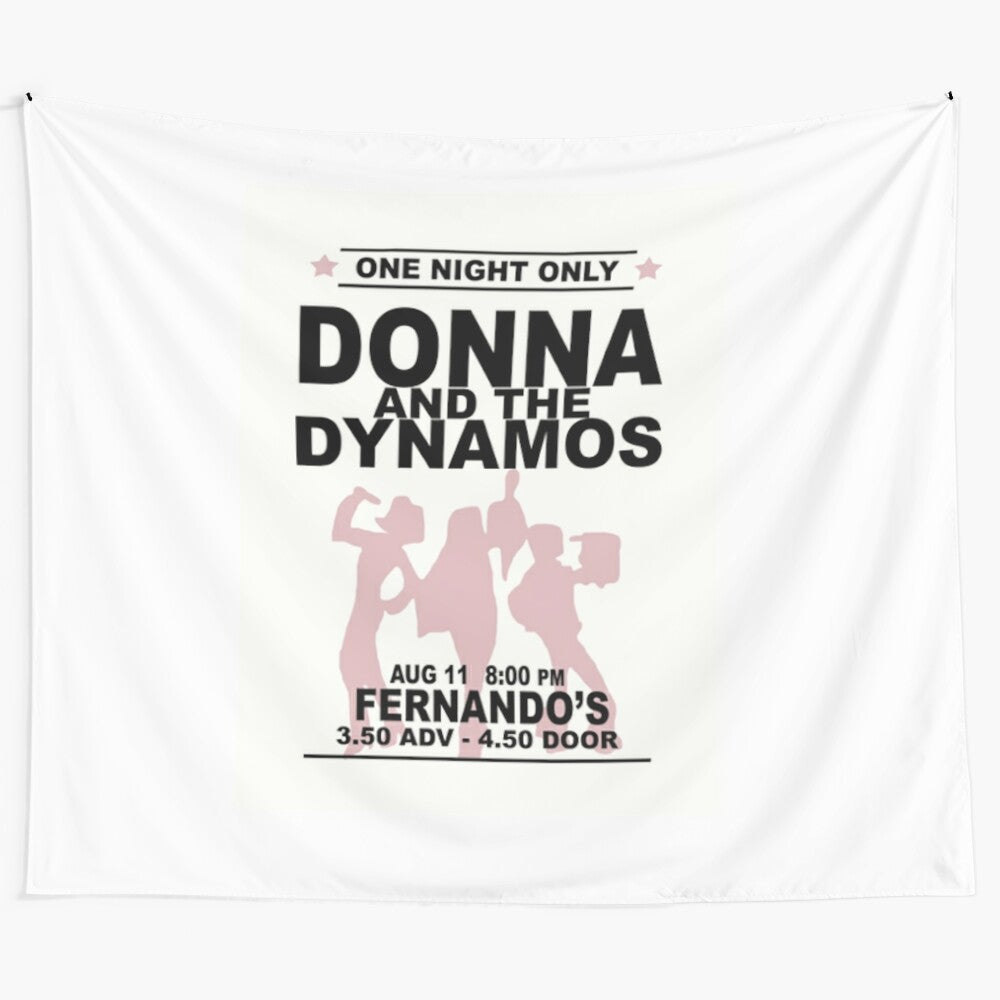 Donna and the Dynamos Tapestry with ABBA-inspired pink and disco elements