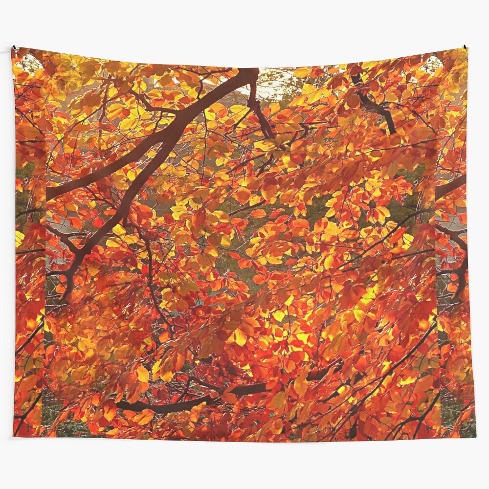 Autumn leaves tapestry featuring a vibrant display of fall foliage