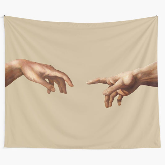 Michelangelo's The Creation of Adam biblical tapestry artwork