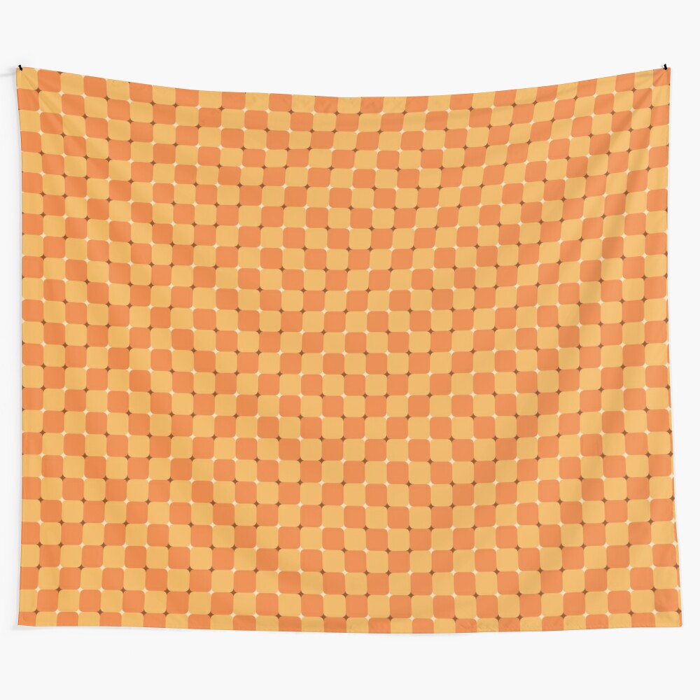 Trippy geometric mandarin tapestry with abstract, psychedelic pattern