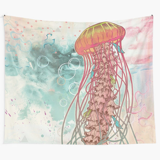 Jellyfish tapestry with psychedelic, ethereal, and captivating design