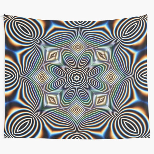 Mesmerizing trippy tapestry featuring a psychedelic kaleidoscope design