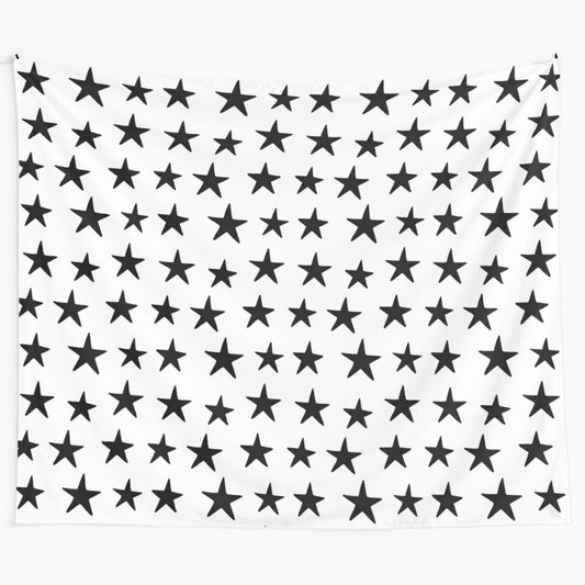 Black and white minimalist star pattern tapestry wall art