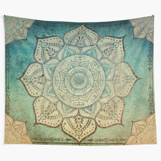 Vintage-inspired mandala tapestry with intricate Indian-inspired design